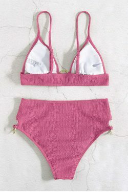 Y2K Aesthetic Solid Color Chest Gathered Split Bikini