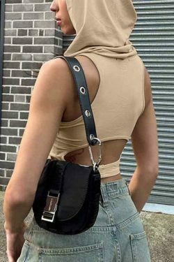 Y2K Aesthetic Solid Color Cutout Hooded Tank Top for Women - Coquette Style Grunge Fashion