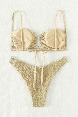 Y2K Aesthetic Solid Color High Waist Bikini for Women - Coquette & Grunge Style Fashion