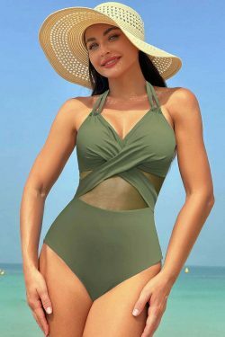 Y2K Aesthetic Solid Color Mesh Bikini Swimsuit - Coquette Style Retro Swimwear
