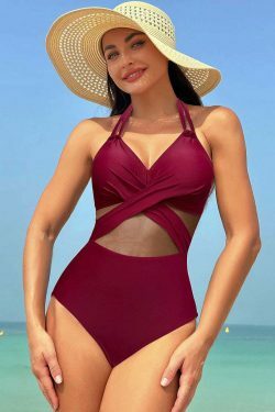 Y2K Aesthetic Solid Color Mesh Bikini Swimsuit - Coquette Style Retro Swimwear