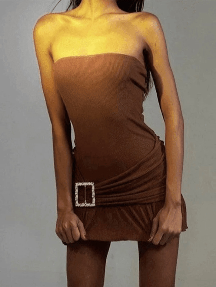 Y2K Aesthetic Solid Color Mini Dress with Slim Neck Wrap - Coquette Style Backless Outfit Y2K Aesthetic Solid Color Mini Dress with Slim Neck Wrap - Coquette Style Backless Outfit