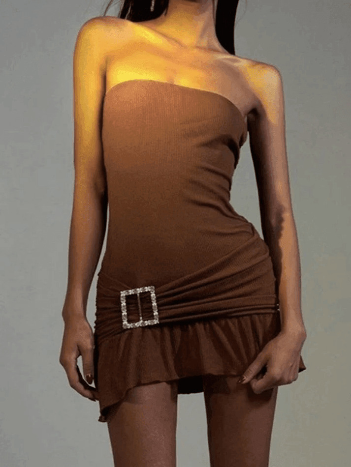 Y2K Aesthetic Solid Color Mini Dress with Slim Neck Wrap - Coquette Style Backless Outfit Y2K Aesthetic Solid Color Mini Dress with Slim Neck Wrap - Coquette Style Backless Outfit