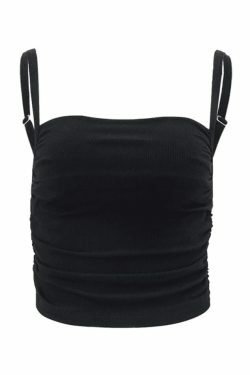 Y2K Aesthetic Solid Color Pleated Backless Cami Top for Women - Coquette Style Grunge Fashion