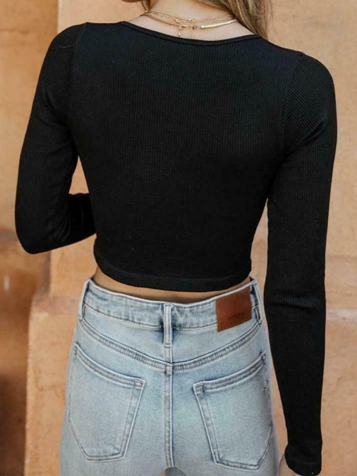 Y2K Aesthetic Solid Color Ribbed V-Neck Long Sleeve Knit Sweater Y2K Aesthetic Solid Color Ribbed V-Neck Long Sleeve Knit Sweater