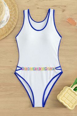Y2K Aesthetic Solid Color Sexy One Piece Bikini - Retro Coquette Style Beachwear