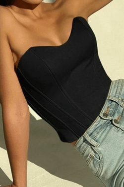 Y2K Aesthetic Solid Color Slim Bandeau Top for Women - Coquette & Grunge Style Fashion Piece
