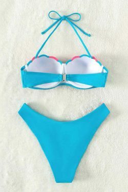 Y2K Aesthetic Solid Color Split Swimsuit with Coquette Style and Grunge Fashion Vibes