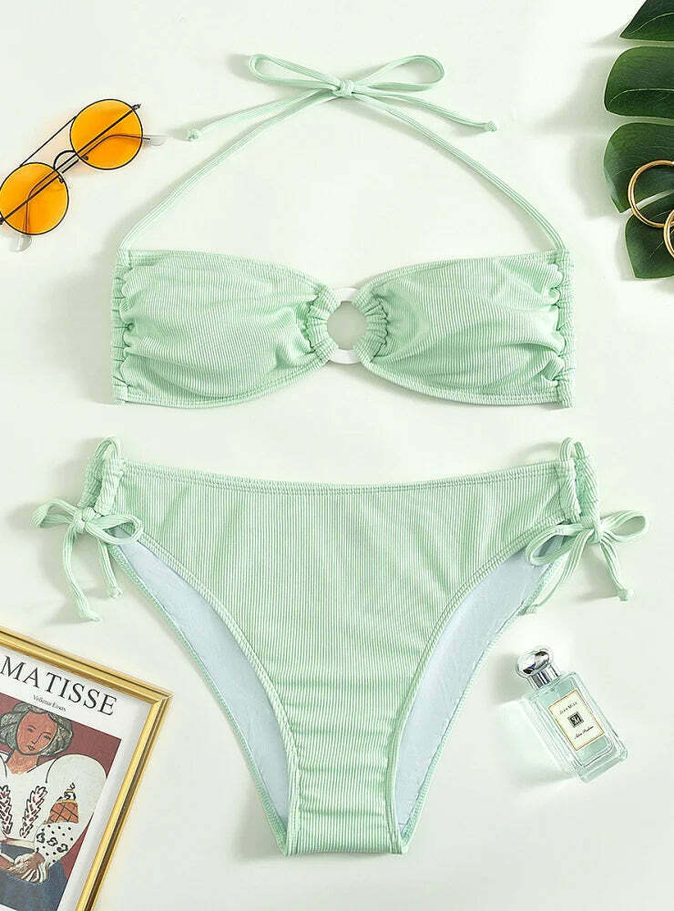 Y2K Aesthetic Solid Color Swimsuit Sexy Bikini for Niche Women Fashion Y2K Aesthetic Solid Color Swimsuit Sexy Bikini for Niche Women Fashion
