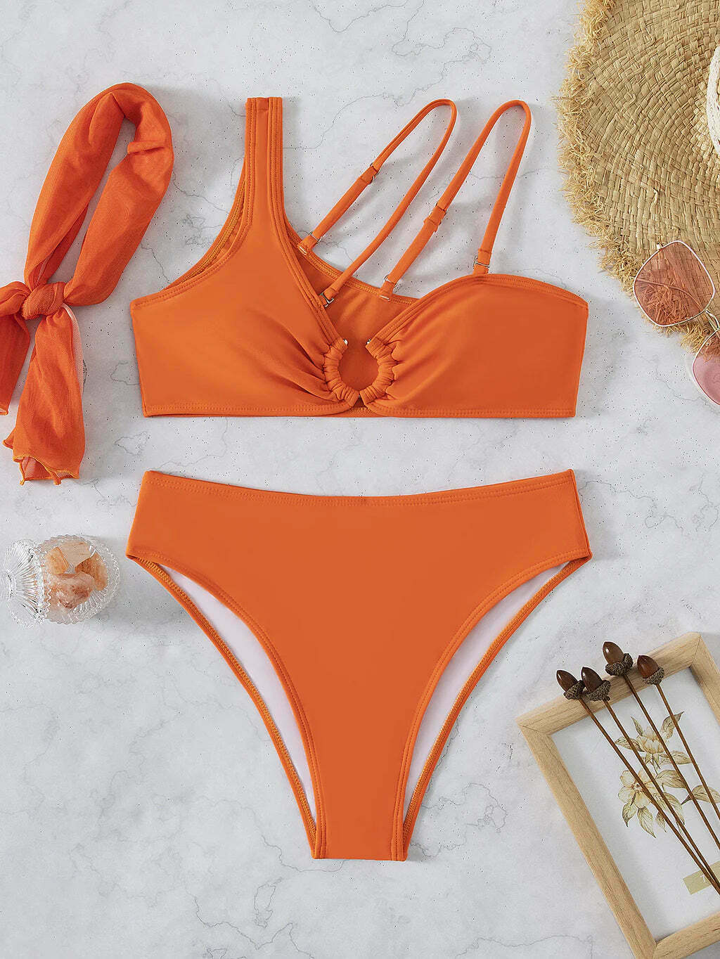 Y2K Aesthetic Solid Color Three-Piece Swimsuit Bikini