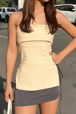 Y2K Aesthetic Solid Color Waist Slit Tube Top for Women - Coquette & Grunge Style Fashion