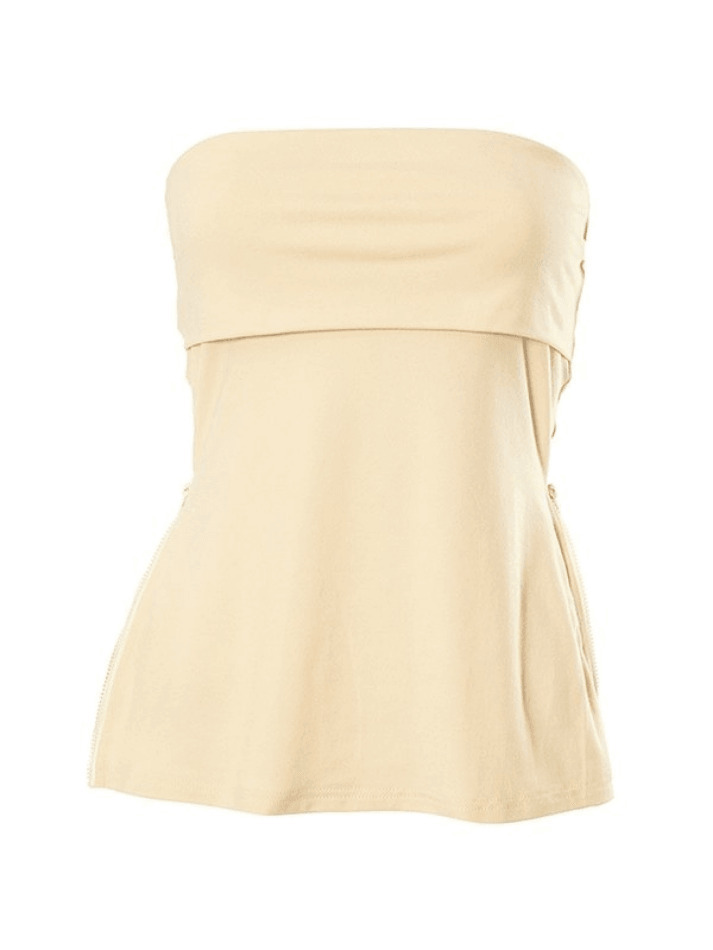 Y2K Aesthetic Solid Color Waist Slit Tube Top for Women - Coquette & Grunge Style Fashion