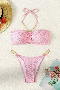 Y2K Aesthetic Solid Metal Chain Bikini - Sexy Tube Top for Women