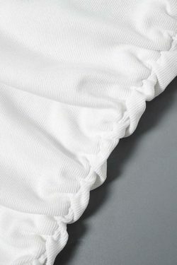 Y2K Aesthetic Solid Off Shoulder Shirred Trumpet Sleeve Long Sleeve Tee