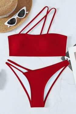 Y2K Aesthetic Solid One Shoulder Sexy Triangle Bikini for Niche Women Fashion