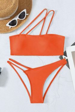 Y2K Aesthetic Solid One Shoulder Sexy Triangle Bikini for Niche Women Fashion