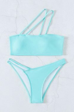 Y2K Aesthetic Solid One Shoulder Sexy Triangle Bikini for Niche Women Fashion