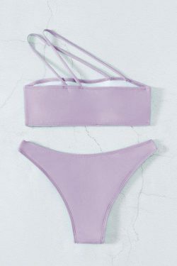 Y2K Aesthetic Solid One Shoulder Sexy Triangle Bikini for Niche Women Fashion