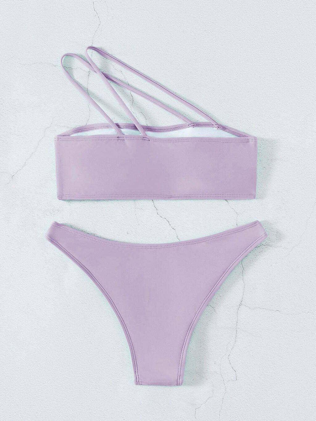 Y2K Aesthetic Solid One Shoulder Sexy Triangle Bikini for Niche Women Fashion Y2K Aesthetic Solid One Shoulder Sexy Triangle Bikini for Niche Women Fashion