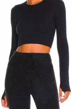 Y2K Aesthetic Solid Ribbed Twist Back Long Sleeve Tee for Women - Coquette Fashion Statement