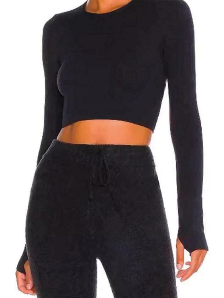 Y2K Aesthetic Solid Ribbed Twist Back Long Sleeve Tee for Women - Coquette Fashion Statement Y2K Aesthetic Solid Ribbed Twist Back Long Sleeve Tee for Women - Coquette Fashion Statement