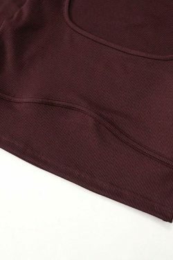 Y2K Aesthetic Solid Square Neck Cropped Long Sleeve Knit Top