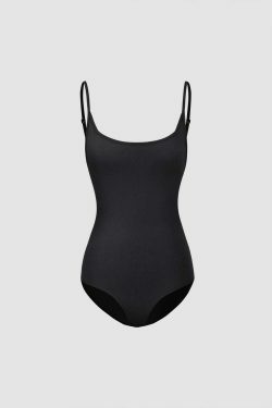 Y2K Aesthetic Solid Square Neck Jersey Bodysuit for Women - Coquette Style Grunge Fashion
