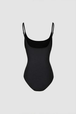 Y2K Aesthetic Solid Square Neck Jersey Bodysuit for Women - Coquette Style Grunge Fashion