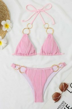 Y2K Aesthetic Solid Two Piece Bikini - Coquette & Grunge Style Fashion Statement