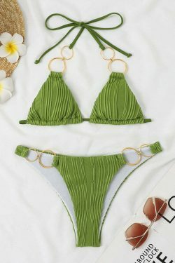 Y2K Aesthetic Solid Two Piece Bikini - Coquette & Grunge Style Fashion Statement