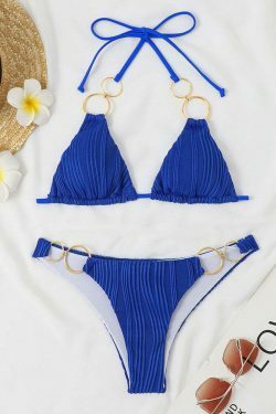 Y2K Aesthetic Solid Two Piece Bikini - Coquette & Grunge Style Fashion Statement