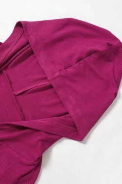 Y2K Aesthetic Solid Zip Up Hooded Cropped Knit Sweater