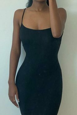 Y2K Aesthetic Spaghetti-Strap Maxi Sheath Dress for Women - Coquette & Grunge Style Fashion