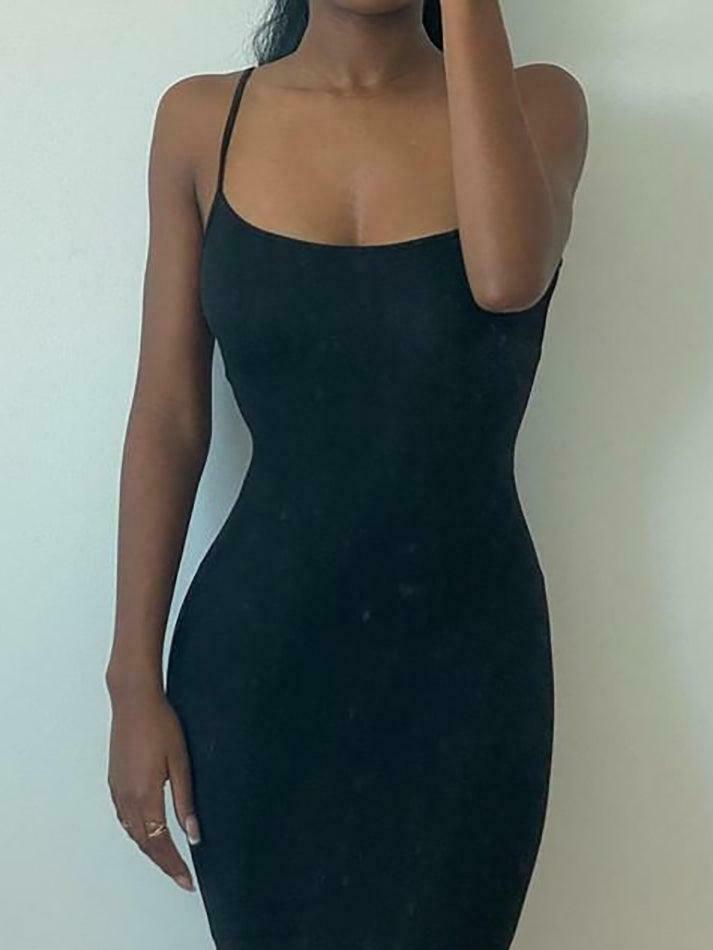 Y2K Aesthetic Spaghetti-Strap Maxi Sheath Dress for Women - Coquette & Grunge Style Fashion