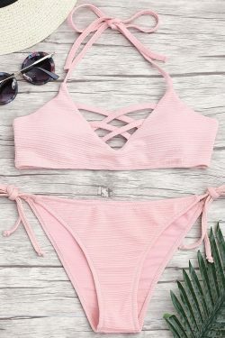 Y2K Aesthetic Spaghetti Strap Bikini Set with Low Waist - Coquette & Grunge Style