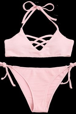 Y2K Aesthetic Spaghetti Strap Bikini Set with Low Waist - Coquette & Grunge Style
