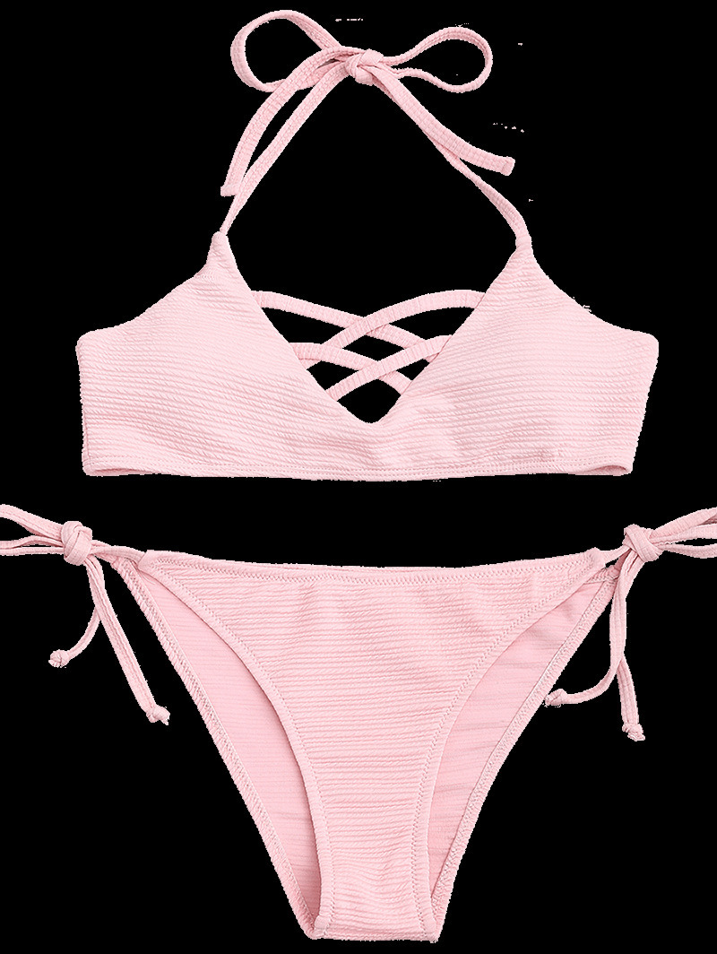 Y2K Aesthetic Spaghetti Strap Bikini Set with Low Waist - Coquette & Grunge Style