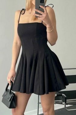 Y2K Aesthetic Spaghetti Strap Mini Dress - Coquette & Grunge Style, Pastel Goth, Cargo Skirt