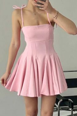 Y2K Aesthetic Spaghetti Strap Mini Dress - Coquette & Grunge Style, Pastel Goth, Cargo Skirt