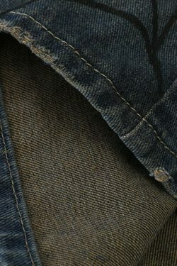 Y2K Aesthetic Spider Print Denim Shorts for Women - Coquette Style Grunge Fashion