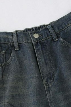 Y2K Aesthetic Spider Print Denim Shorts for Women - Coquette Style Grunge Fashion