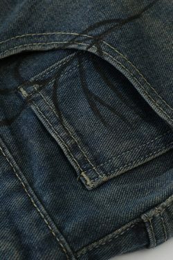 Y2K Aesthetic Spider Print Denim Shorts for Women - Coquette Style Grunge Fashion