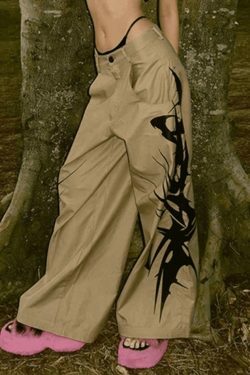 Y2K Aesthetic Splash Ink Print Loose Straight Leg Pants for Women - Coquette & Grunge Style