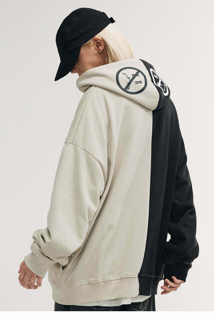 Y2K Aesthetic Spliced Zip Up Hoodie for Women - Coquette & Grunge Style Fashion Statement Y2K Aesthetic Spliced Zip Up Hoodie for Women - Coquette & Grunge Style Fashion Statement