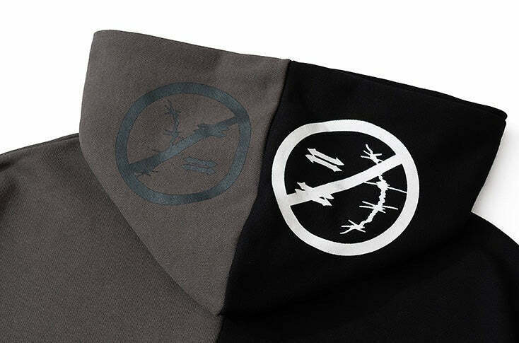 Y2K Aesthetic Spliced Zip Up Hoodie for Women - Coquette & Grunge Style Fashion Statement Y2K Aesthetic Spliced Zip Up Hoodie for Women - Coquette & Grunge Style Fashion Statement