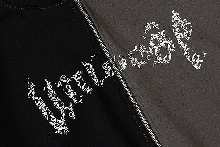 Y2K Aesthetic Spliced Zip Up Hoodie for Women - Coquette & Grunge Style Fashion Statement Y2K Aesthetic Spliced Zip Up Hoodie for Women - Coquette & Grunge Style Fashion Statement