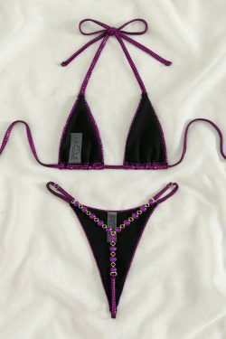 Y2K Aesthetic Split Bikini - Coquette Style Sexy Triangle Swimsuit