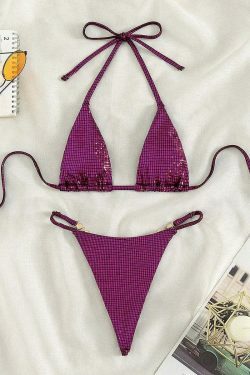 Y2K Aesthetic Split Bikini - Coquette Style Sexy Triangle Swimsuit