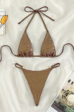 Y2K Aesthetic Split Bikini - Coquette Style Sexy Triangle Swimsuit