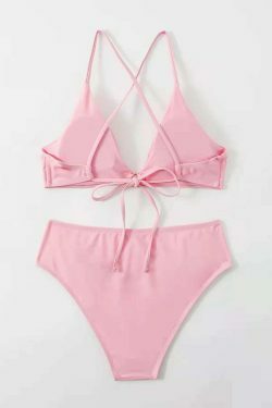 Y2K Aesthetic Split Bikini - Sexy Solid Color Swimsuit